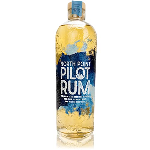North Point Pilot Rum 70cl (40% ABV Alcohol) | Small Batch Caribbean Rum – Infused with Sugarcane and Molasses | Young Rum Cask Aged - Sustainable Spirits, Hand - Crafted in Scotland - Craft & Spiced Rum Box