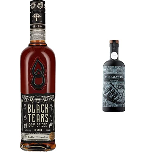 Black Tears Spiced Rum 70cl & The Salford Dark Spiced Rum, 70cl - Craft & Spiced Rum Box