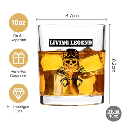 Joymaking Whiskey Glasses Gifts for Men, Whisky Glass Skull, Personalised Whiskey Glass, Rum Glass for Men Women, Rum Glass Gifts for Men 310ml - Craft & Spiced Rum Box