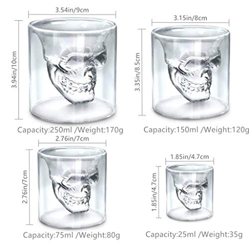 Eidoct Crystal Skull Shot Glasses Double Wall Glass Cup,Funny Crystal Drinking Cup,Whiskey Glasses,Cool Beer Cup for Wine Cocktail Vodka,Set of 4 (25ml*4) - Craft & Spiced Rum Box