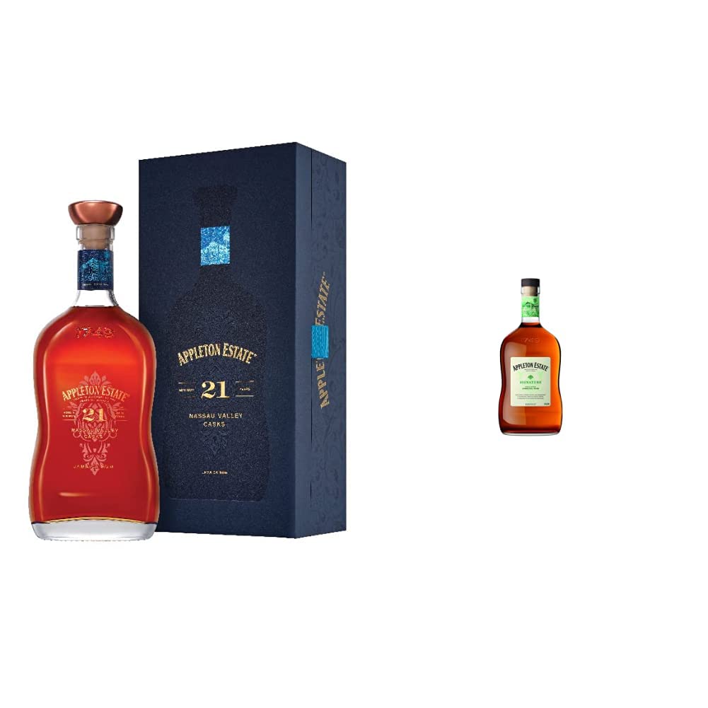 Appleton Estate 21 Years Old Rum, 70 cl & Signature Jamaica Rum, 70cl - Craft & Spiced Rum Box