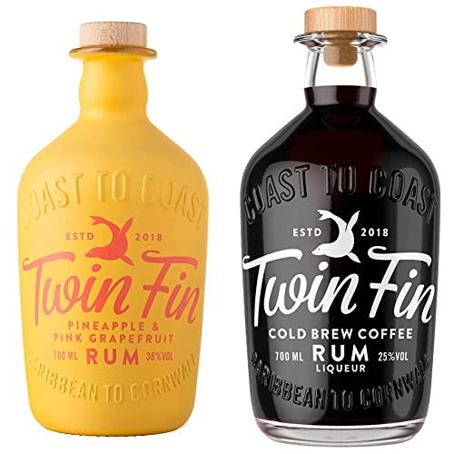 Twin Fin Pineapple & Pink Grapefruit Rum, 70cl & Twin Fin Cold Brew Coffee Rum Liqueur, 70cl - Craft & Spiced Rum Box