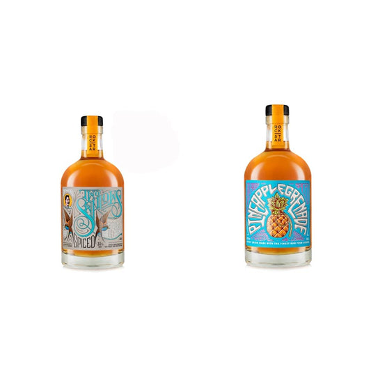 Rockstar Spirits Two Swallows Citrus and Salted Caramel Premium Spiced Rum 50cl, 38% ABV & Pineapple Grenade Premium Overproof Spiced Rum 50cl, 65% ABV - Craft & Spiced Rum Box