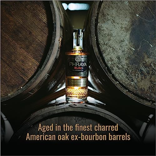 PHRAYA Elements, Premium Gold Rum, Aged in Oak Barrels, Crafted In Central West Region of The Kingdom of Thailand, Gentle Spices, Leaving a Warm Lingering Finish, 40% vol, 70 cl - Craft & Spiced Rum Box