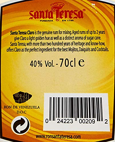 Santa Teresa Claro Rum, 70 cl - Craft & Spiced Rum Box
