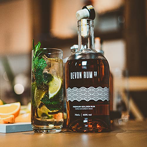 Devon Rum Co Premium Golden Rum | Hand - Crafted Using a Unique Blend of Caribbean Rums and Soft Devon Spring Water | 40% ABV | 70cl - Craft & Spiced Rum Box