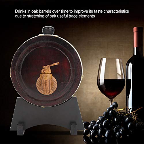 Wood Barrel Storage Wine Barrel, 1.5L Wood Oak Beer Dispenser Barrel for Whiskey Rum Port, 7.87 x 7.87 x 11.22 inch - Craft & Spiced Rum Box