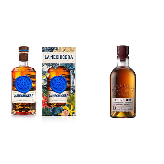La Hechicera Reserva Familiar Rum, 70cl with Gift Box & Aberlour 12 Year Old Single Malt Scotch Whisky with Giftbox, 70cl - Craft & Spiced Rum Box
