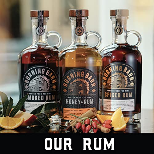 Burning Barn Rum - Spiced Rum - 70cl - 40% ABV - Notes Of Coconut, Vanilla, Molasses - Free From Artificial Flavouring - Enhance Your Drinks Cabinet - The Perfect Present - Craft & Spiced Rum Box