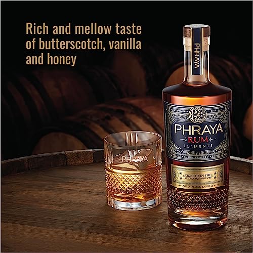PHRAYA Elements, Premium Gold Rum, Aged in Oak Barrels, Crafted In Central West Region of The Kingdom of Thailand, Gentle Spices, Leaving a Warm Lingering Finish, 40% vol, 70 cl - Craft & Spiced Rum Box