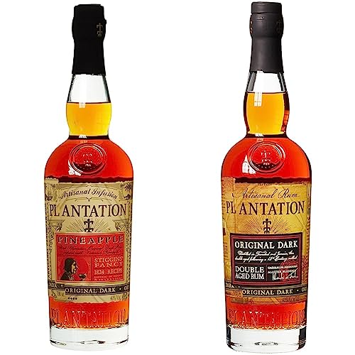 Plantation Stiggins Fancy Pineapple Rum 70cl, 40% ABV Fruit - infused Rum & Original Dark Rum 70cl, 40% ABV, Barbados & Jamaica - Craft & Spiced Rum Box
