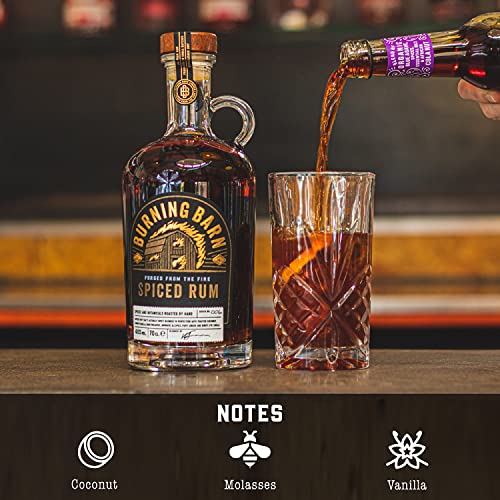 Burning Barn Rum - Spiced Rum - 70cl - 40% ABV - Notes Of Coconut, Vanilla, Molasses - Free From Artificial Flavouring - Enhance Your Drinks Cabinet - The Perfect Present - Craft & Spiced Rum Box