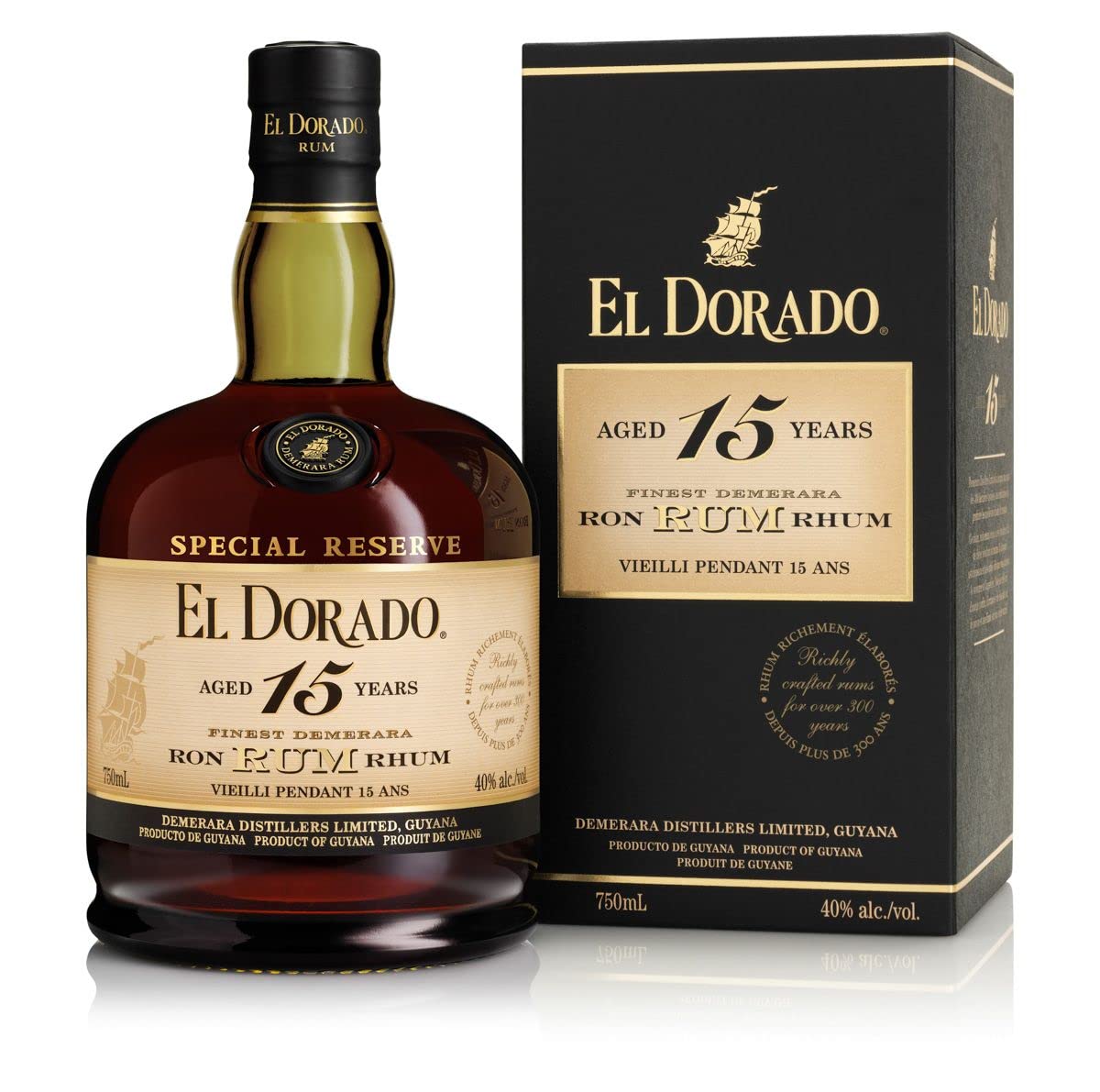 El Dorado Special Reserve 21 year Old Rum, 70 cl - Aged for 2 Years - Flavours of Tropical Fruit and Coffee - Perfect for Sipping & 15 Year Old Special Reserve Rum - Craft & Spiced Rum Box