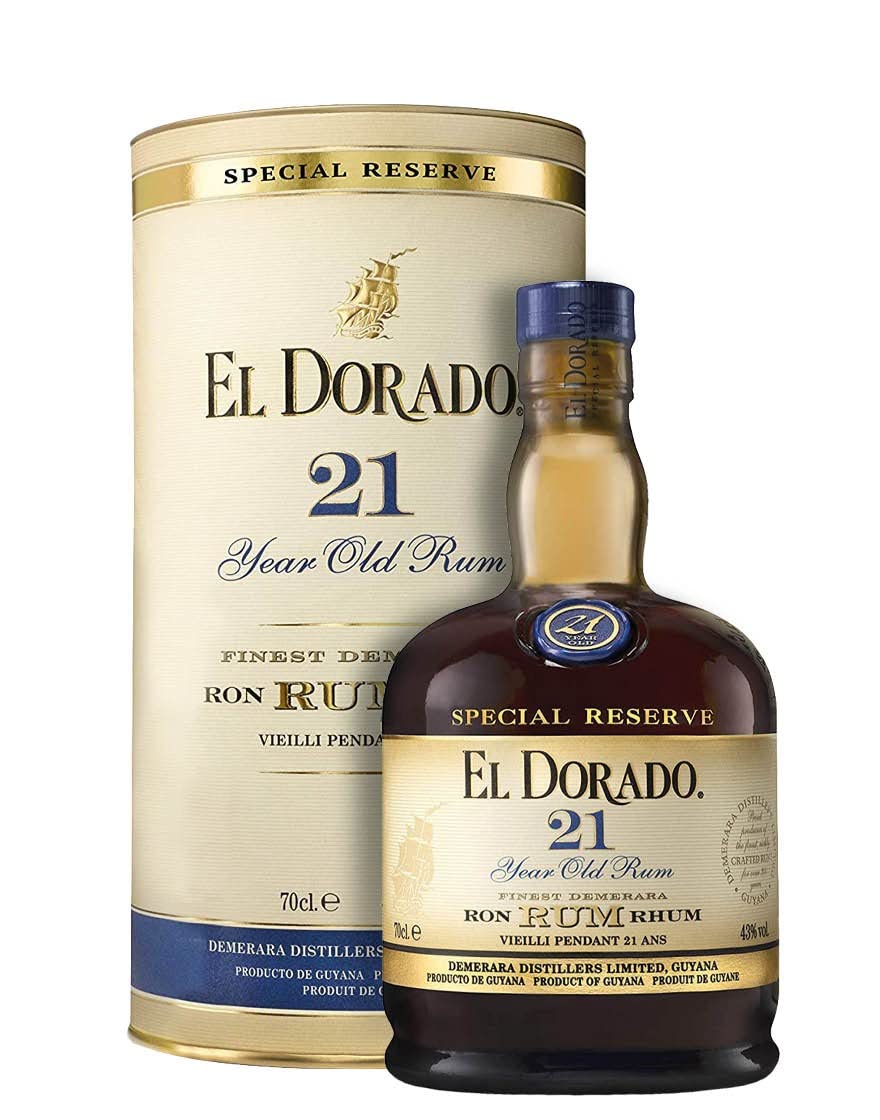 El Dorado Special Reserve 21 year Old Rum, 70 cl - Aged for 2 Years - Flavours of Tropical Fruit and Coffee - Perfect for Sipping & 15 Year Old Special Reserve Rum - Craft & Spiced Rum Box