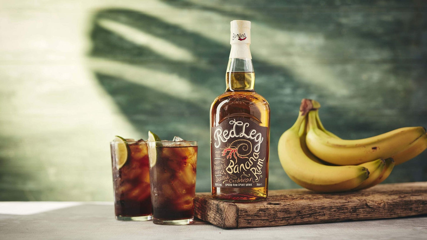 RedLeg Banana Rum - Premium aged Caribbean rum infused with banana, 70cl & Spiced Rum, 70 cl - Craft & Spiced Rum Box