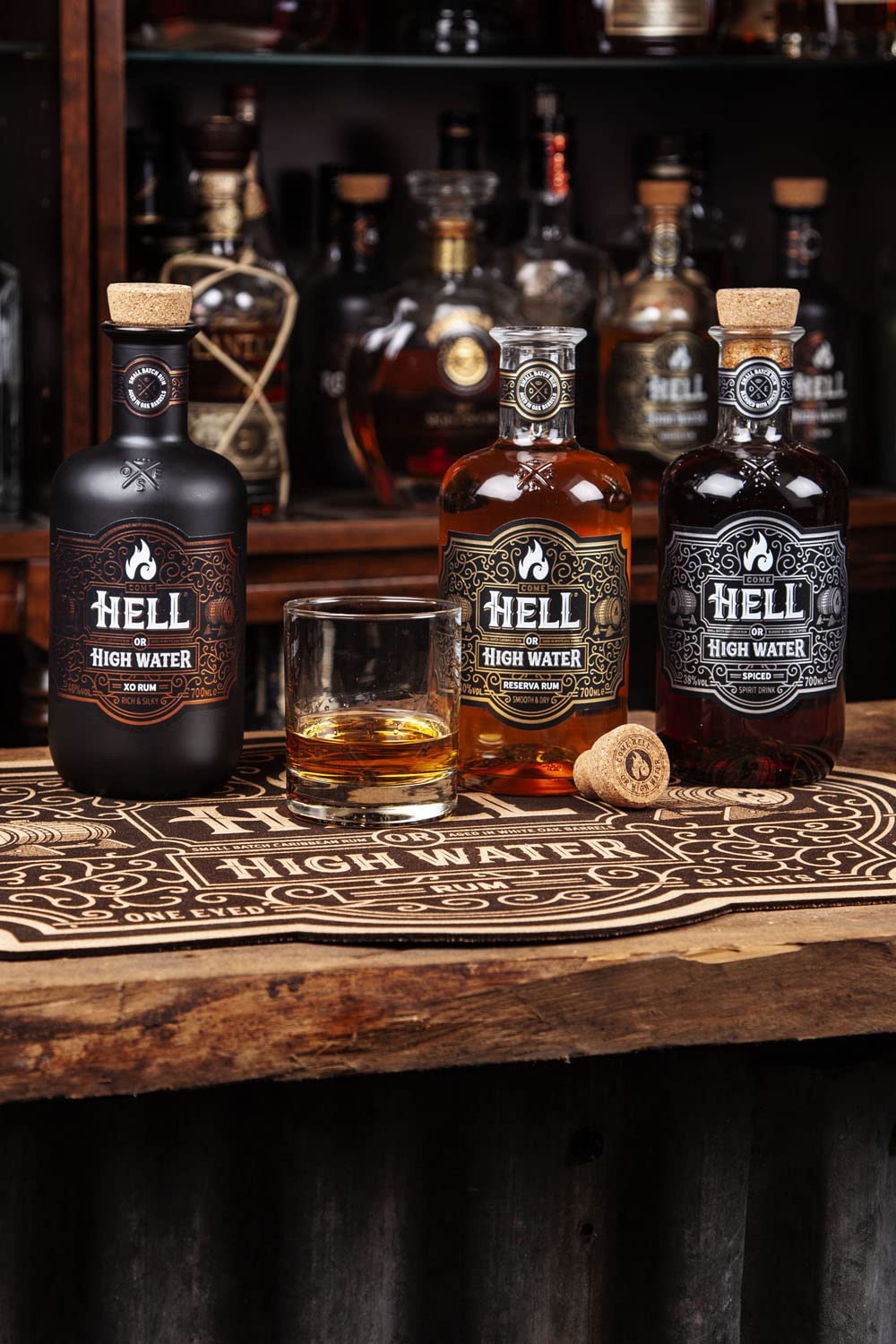 HELL OR HIGH WATER Spiced Rum, 70 cl & The Bush Rum Co. Original Spiced Rum With Tropical Notes | 100% Recycled Bottle/Recyclable Pack| 37.5% ABV 70cl - Craft & Spiced Rum Box
