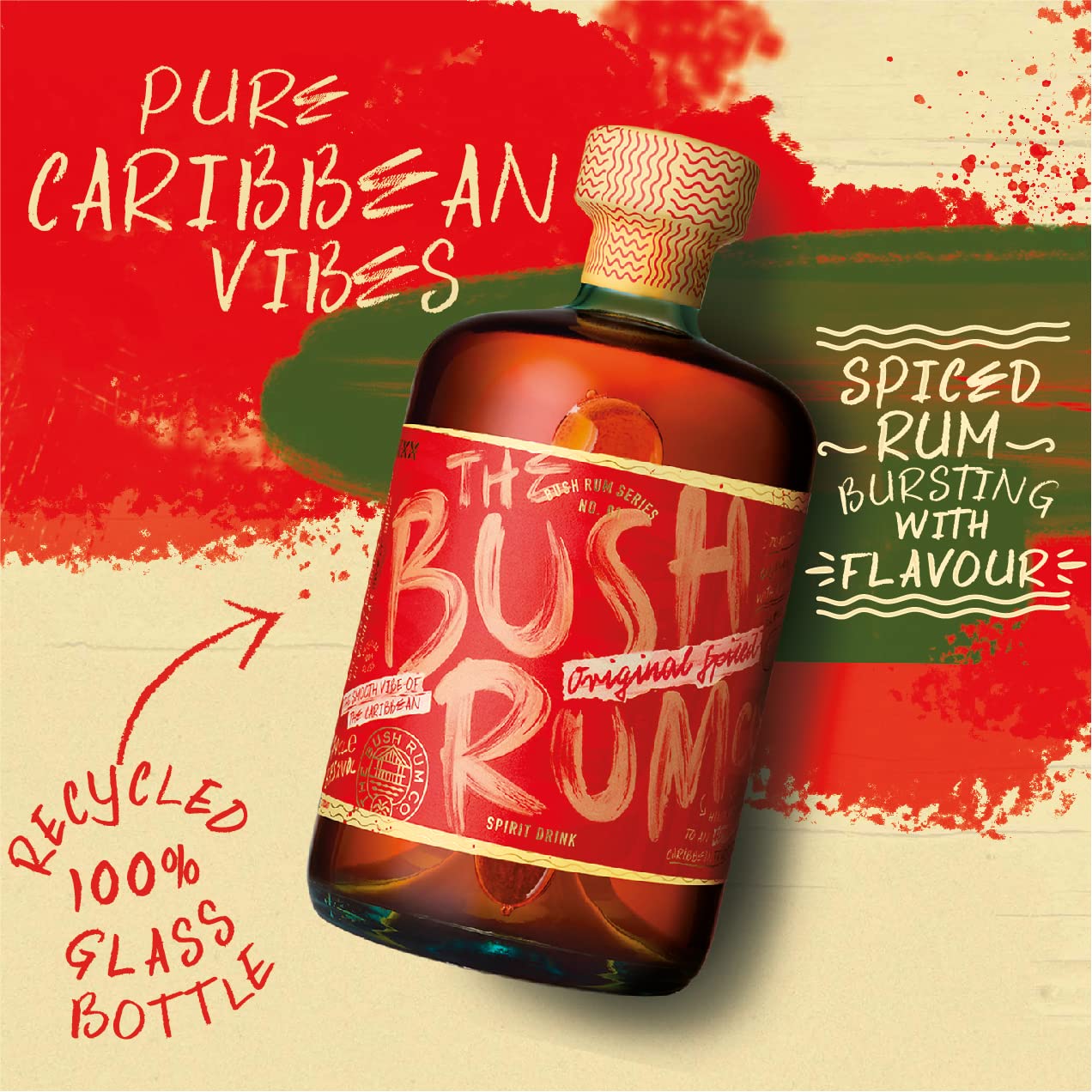 HELL OR HIGH WATER Spiced Rum, 70 cl & The Bush Rum Co. Original Spiced Rum With Tropical Notes | 100% Recycled Bottle/Recyclable Pack| 37.5% ABV 70cl - Craft & Spiced Rum Box