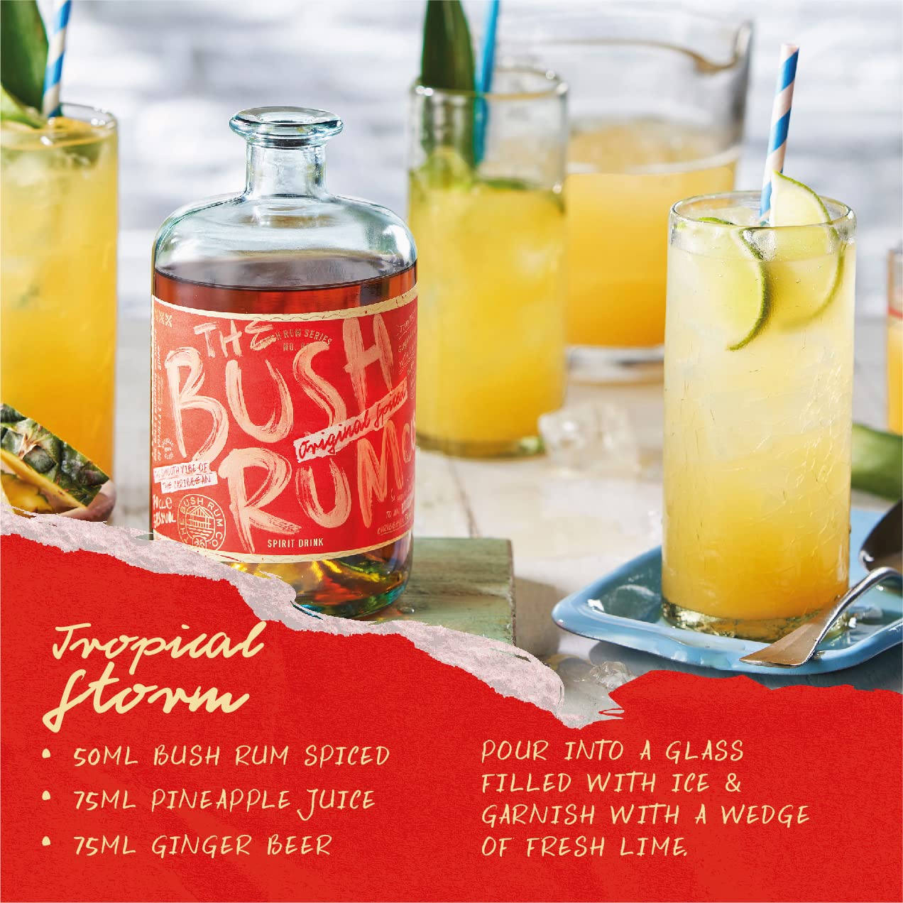 HELL OR HIGH WATER Spiced Rum, 70 cl & The Bush Rum Co. Original Spiced Rum With Tropical Notes | 100% Recycled Bottle/Recyclable Pack| 37.5% ABV 70cl - Craft & Spiced Rum Box