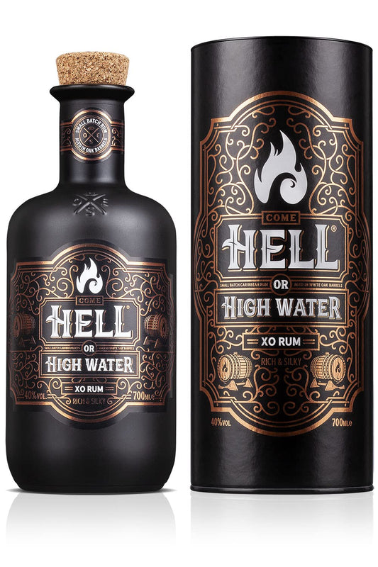 HELL OR HIGH WATER XO Premium Dark Rum with Gift Tube 70cl - Craft & Spiced Rum Box