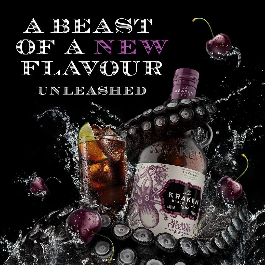 Kraken Black Cherry and Madagascan Vanilla Black Spiced Rum 70cl - Craft & Spiced Rum Box