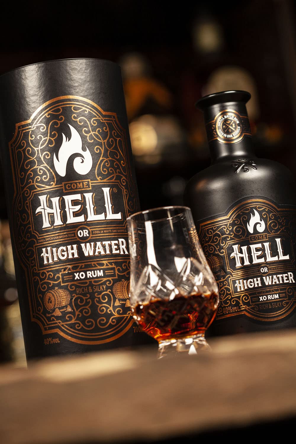 HELL OR HIGH WATER XO Premium Dark Rum with Gift Tube 70cl - Craft & Spiced Rum Box