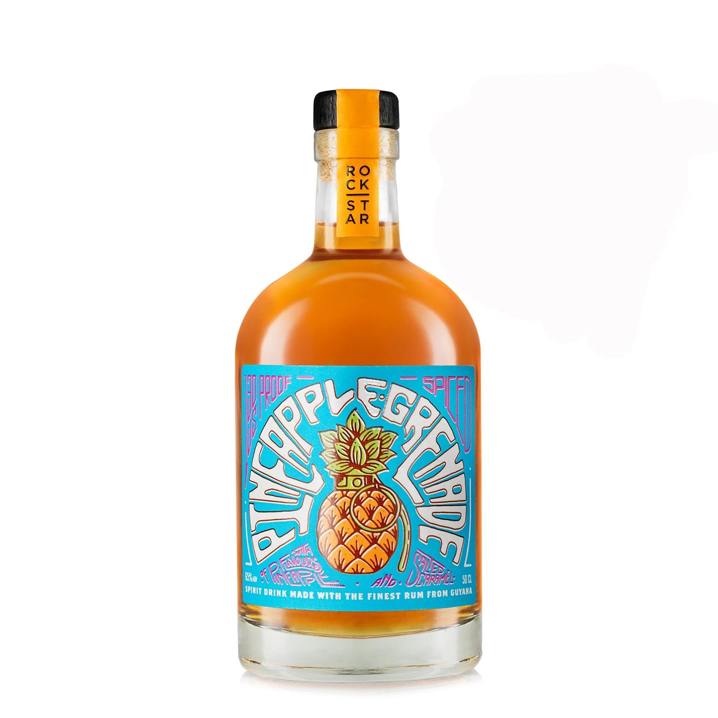 Rockstar Spirits Pineapple Grenade Premium Overproof Spiced Rum 50cl, 65% ABV & Passionfruit Grenade Premium Overproof Spiced Rum 50cl, 65% ABV - Craft & Spiced Rum Box