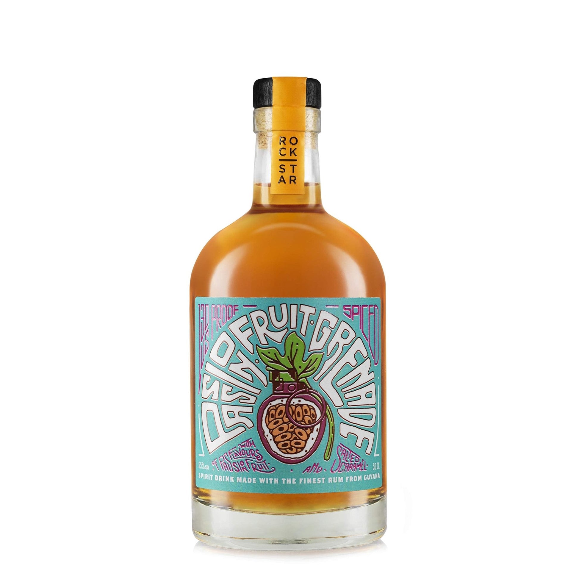 Rockstar Spirits Pineapple Grenade Premium Overproof Spiced Rum 50cl, 65% ABV & Passionfruit Grenade Premium Overproof Spiced Rum 50cl, 65% ABV - Craft & Spiced Rum Box