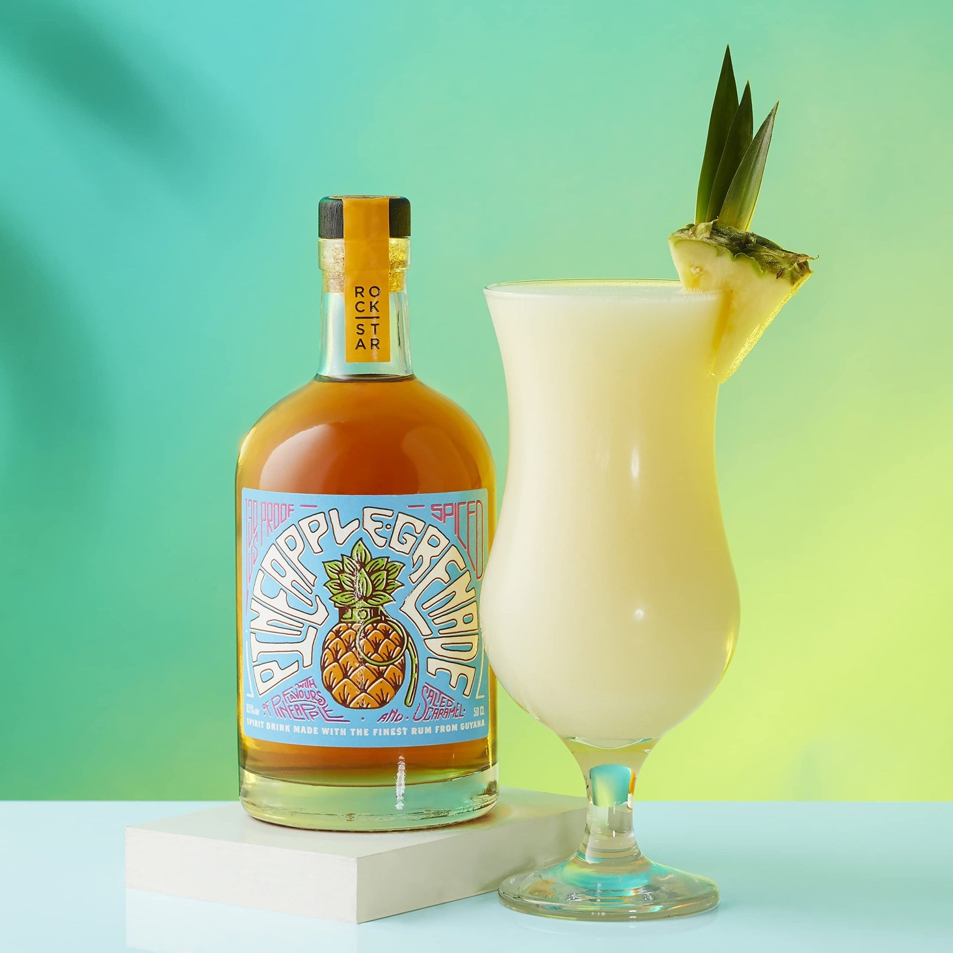 Rockstar Spirits Pineapple Grenade Premium Overproof Spiced Rum 50cl, 65% ABV & Passionfruit Grenade Premium Overproof Spiced Rum 50cl, 65% ABV - Craft & Spiced Rum Box