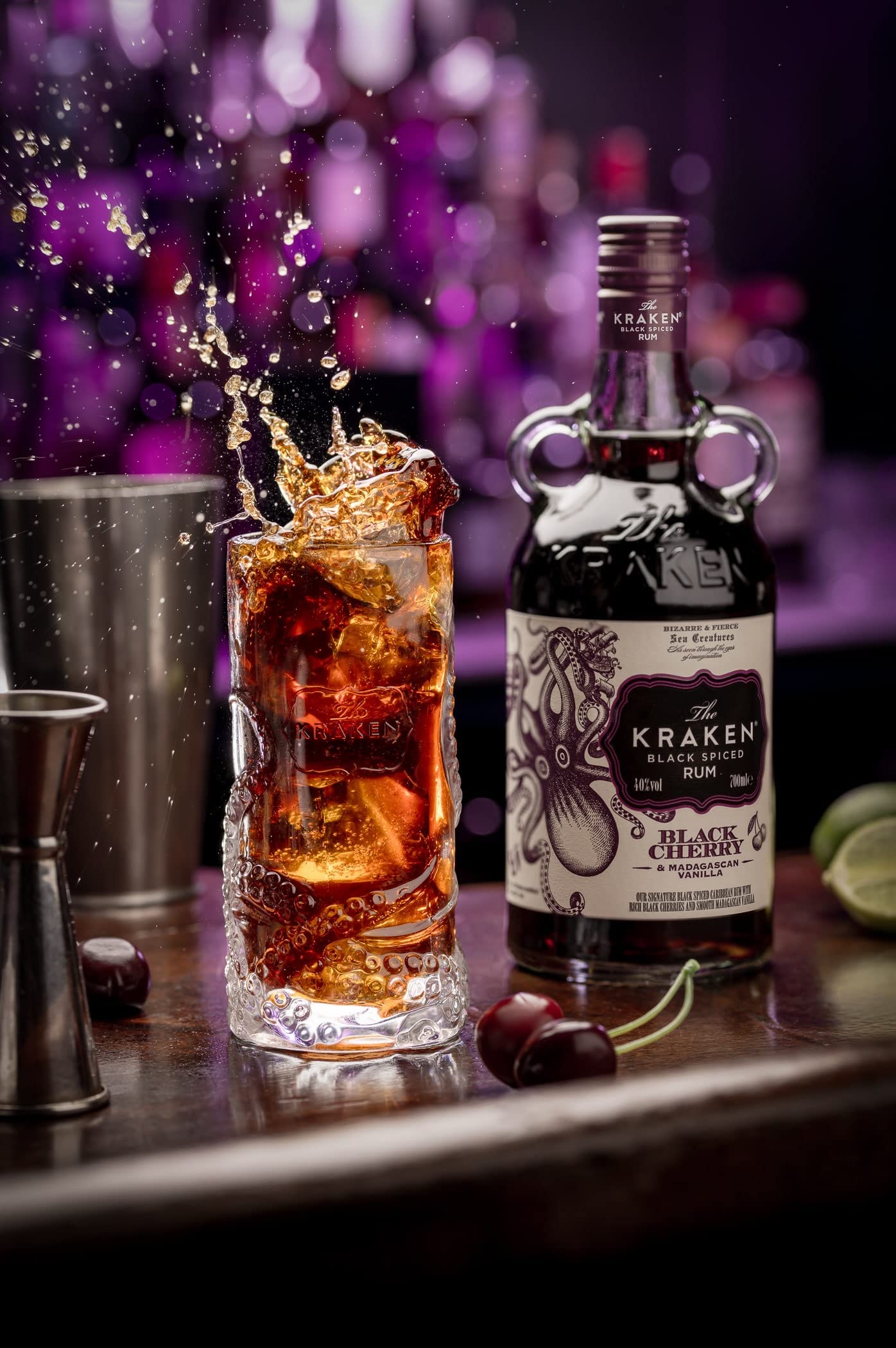 Kraken Black Cherry and Madagascan Vanilla Black Spiced Rum 70cl - Craft & Spiced Rum Box