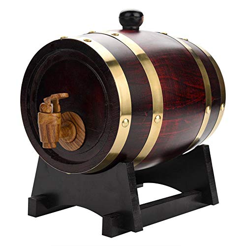 Wood Barrel Storage Wine Barrel, 1.5L Wood Oak Beer Dispenser Barrel for Whiskey Rum Port, 7.87 x 7.87 x 11.22 inch