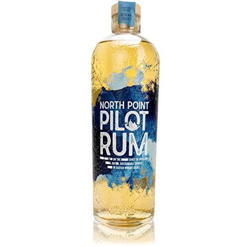 North Point Pilot Rum 70cl (40% ABV Alcohol) | Small Batch Caribbean Rum – Infused with Sugarcane and Molasses | Young Rum Cask Aged - Sustainable Spirits, Hand-Crafted in Scotland