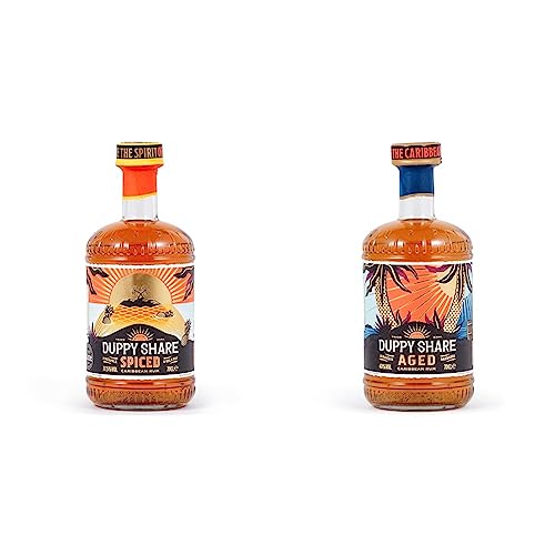 The Duppy Share Spiced Rum - Caribbean Rum 70cl (ABV 37.5%) | An Award-Winning Blend of 2-Year Aged Caribbean Rums & Aged Rum - Caribbean Rum 70cl (ABV 40%) | Perfectly Balanced
