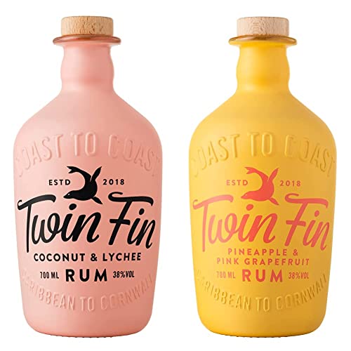 Twin Fin Coconut & Lychee Rum, 70cl & Twin Fin Pineapple & Pink Grapefruit Rum, 70cl