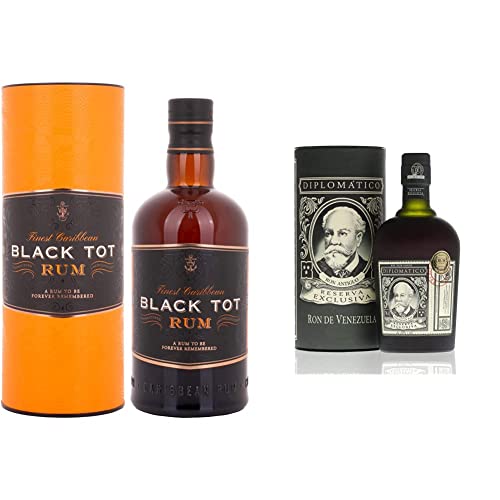 Black Tot Finest Caribbean Blended Rum - Guyana, Barbados, Jamaica, 70cl, 46.2% & Diplomático Reserva Exclusiva Rum, 70 cl, 40 percent