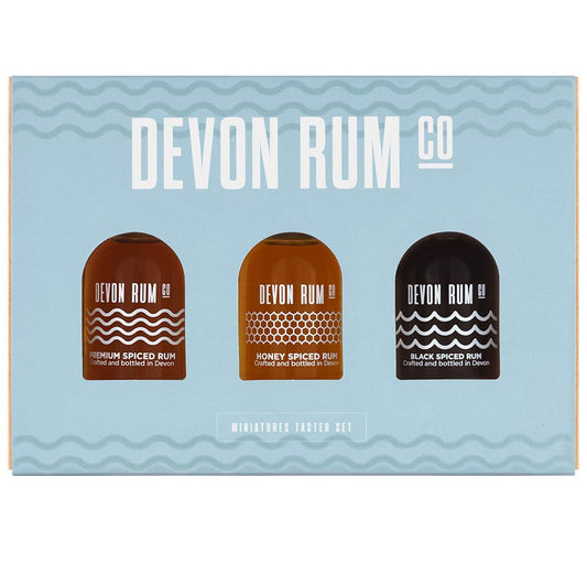 Devon Rum Co. Spiced Rum Taster Gift Set | Hand-Crafted Spiced, Honey Spiced & Black Spiced Rum Miniatures Gift Box | 37.5% - 40% ABV