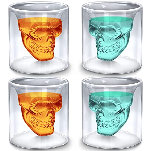 saijer Halloween Shot Glasses,Shot Glasses Skull Glass Set Skull Cup Skull Shot Glass Skull Glass Mugs Crystal Skeleton Beer Cup Coffee Water Wine Glasses Cool Drinking Glasses Whiskey Vodka 75ml*4 - Craft & Spiced Rum Box