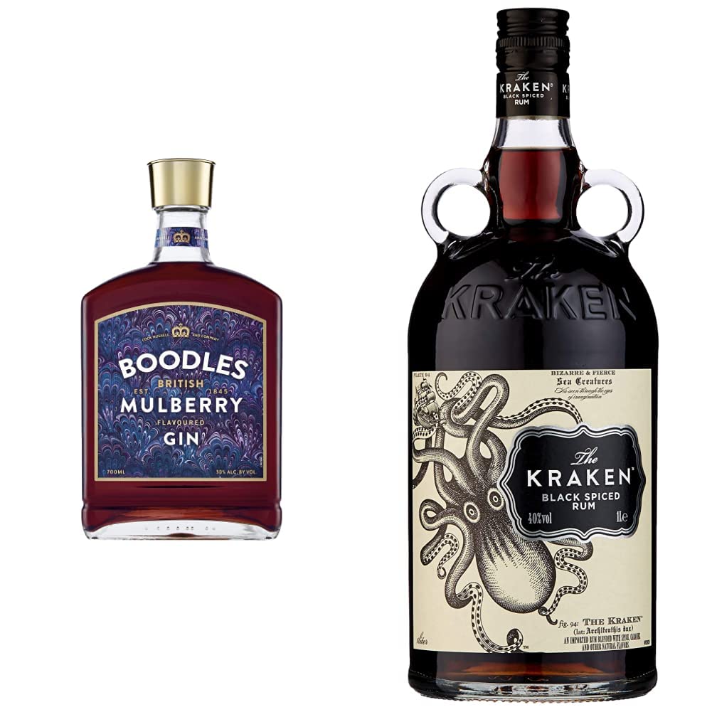 Boodles British Mulberry Flavoured Gin 70 cl & Kraken Black Spiced Rum 1 L