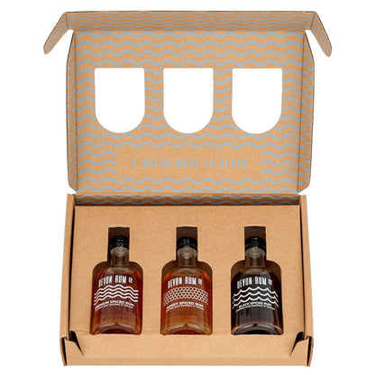 Devon Rum Co. Spiced Rum Taster Gift Set | Hand-Crafted Spiced, Honey Spiced & Black Spiced Rum Miniatures Gift Box | 37.5% - 40% ABV