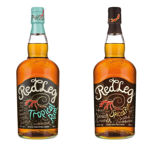 RedLeg Tropical Rum - Premium Caribbean rum infused with mango, guava & passion fruit, 70cl & Spiced Rum, 70 cl - Craft & Spiced Rum Box