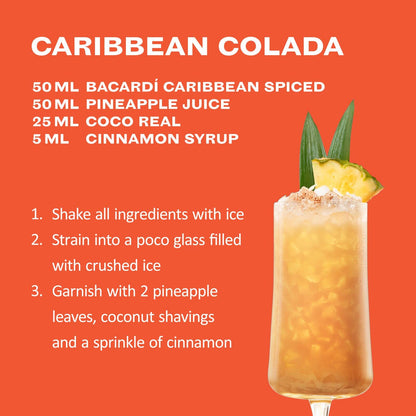 BACARDÍ Caribbean Spiced, Premium Blend of Aged Rum, Spices, Coconut and Pineapple, Ideal for Making Tropical Cocktails, 40% vol., 70cl / 700ml