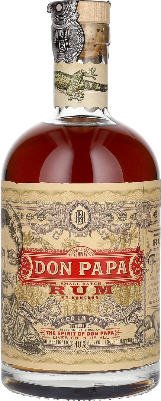 Don Papa Rum 70cl - 40% ABV Dark Aged Sipping Rum: Distilled in Sugarlandia, Philippines | Expertly Matured in American Oak | Great for Cocktails