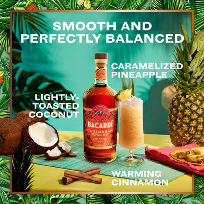 BACARDÍ Caribbean Spiced, Premium Blend of Aged Rum, Spices, Coconut and Pineapple, Ideal for Making Tropical Cocktails, 40% vol., 70cl / 700ml